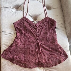 Express Lace-Up Burgundy Camisole